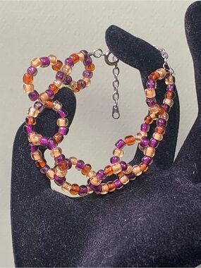Beaded Multi-Color Bracelet — Purple, Orange & Gold